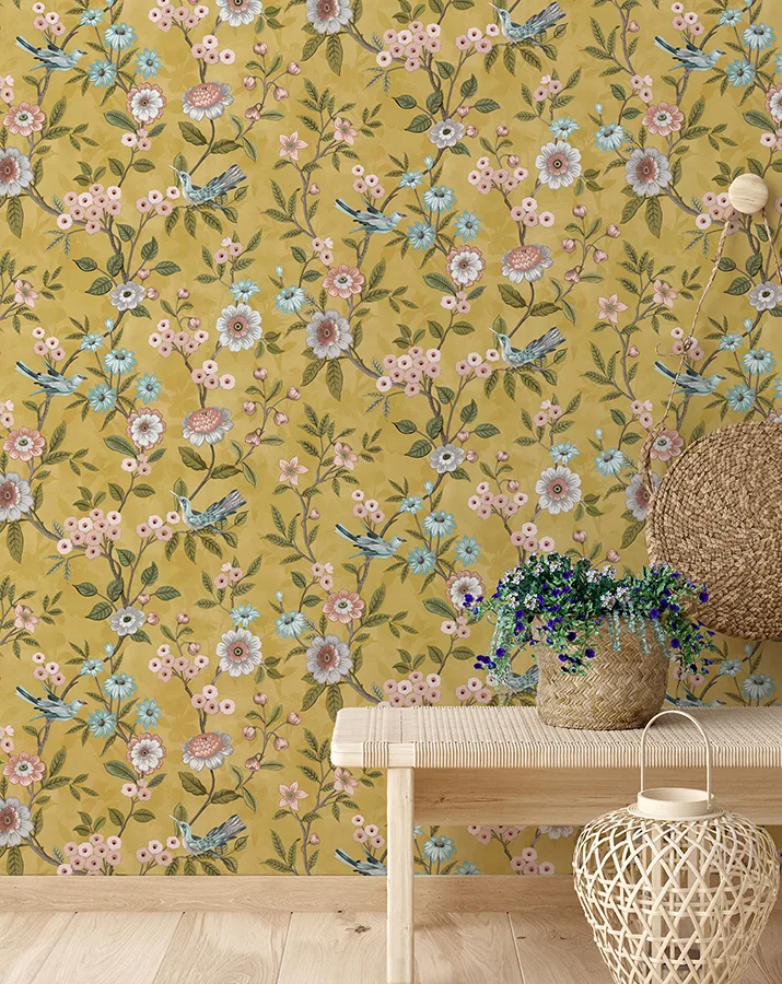Fine Decor Elspeth wallpaper, color Mustard, SKU FD43446