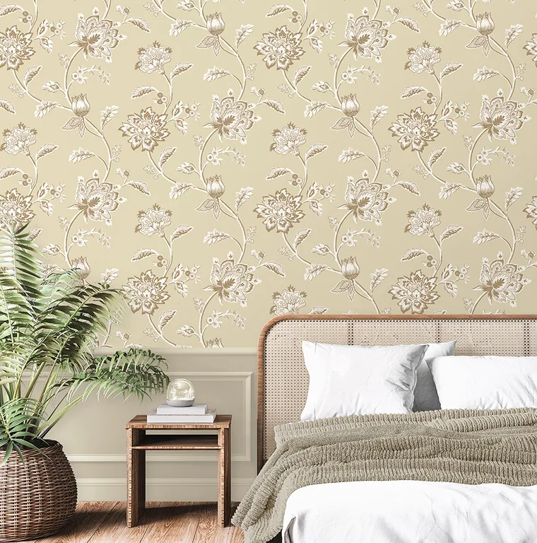 Fine Decor Juliette wallpaper, color Light Yellow, SKU FD43452