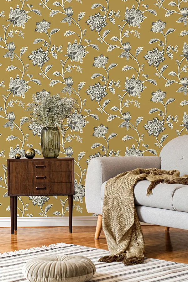Fine Decor Juliette - Mustard Wallpaper | Buy Online Fine Decor Juliette wallpaper, color Mustard, SKU FD43450