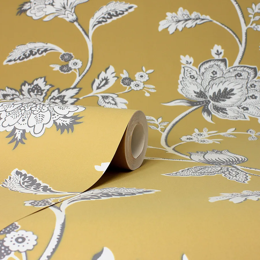 Fine Decor Juliette - Mustard Wallpaper | Buy Online Fine Decor Juliette wallpaper, color Mustard, SKU FD43450