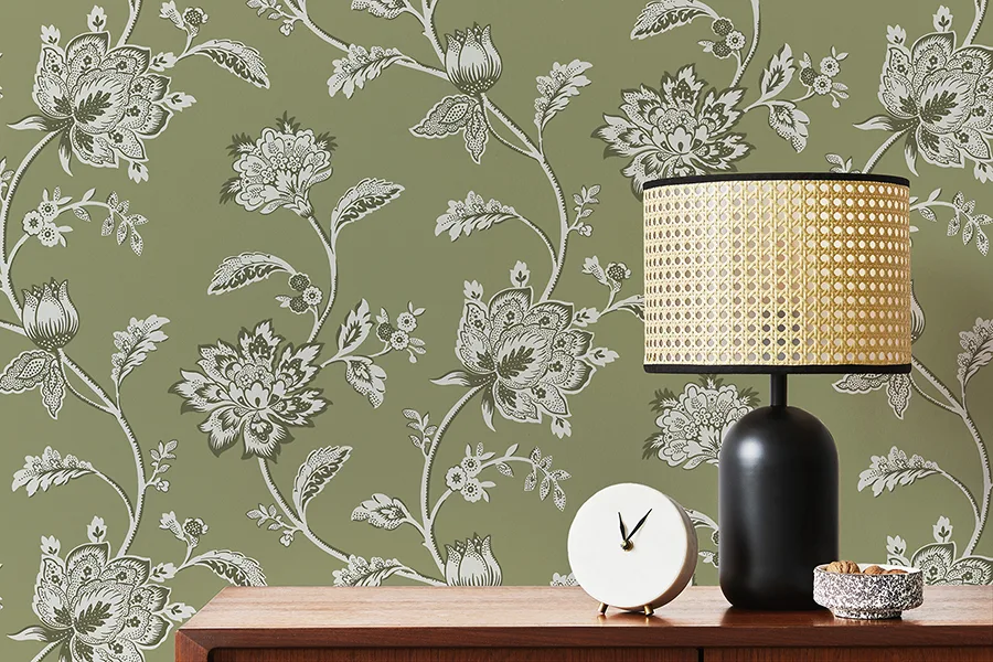 Fine Decor Juliette - Sage Wallpaper | Buy Online Fine Decor Juliette wallpaper, color Sage, SKU FD43454