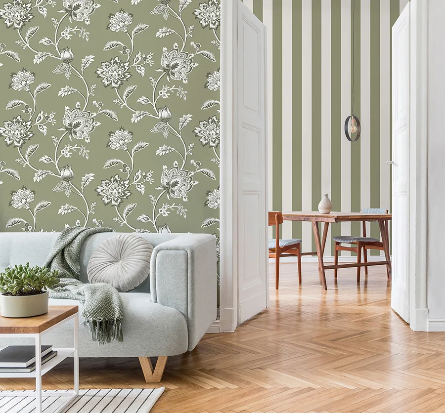 Fine Decor Juliette - Sage Wallpaper | Buy Online Fine Decor Juliette wallpaper, color Sage, SKU FD43454
