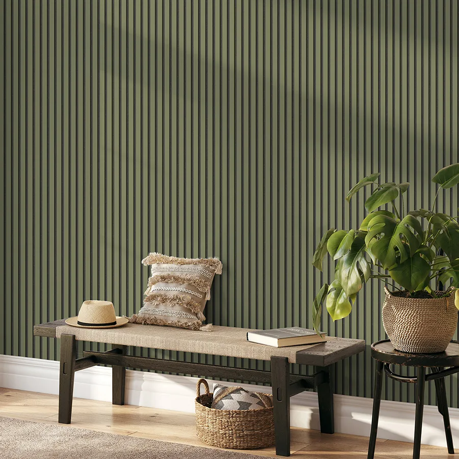 Fine Decor Reggie wallpaper, color Olive, SKU FD43289