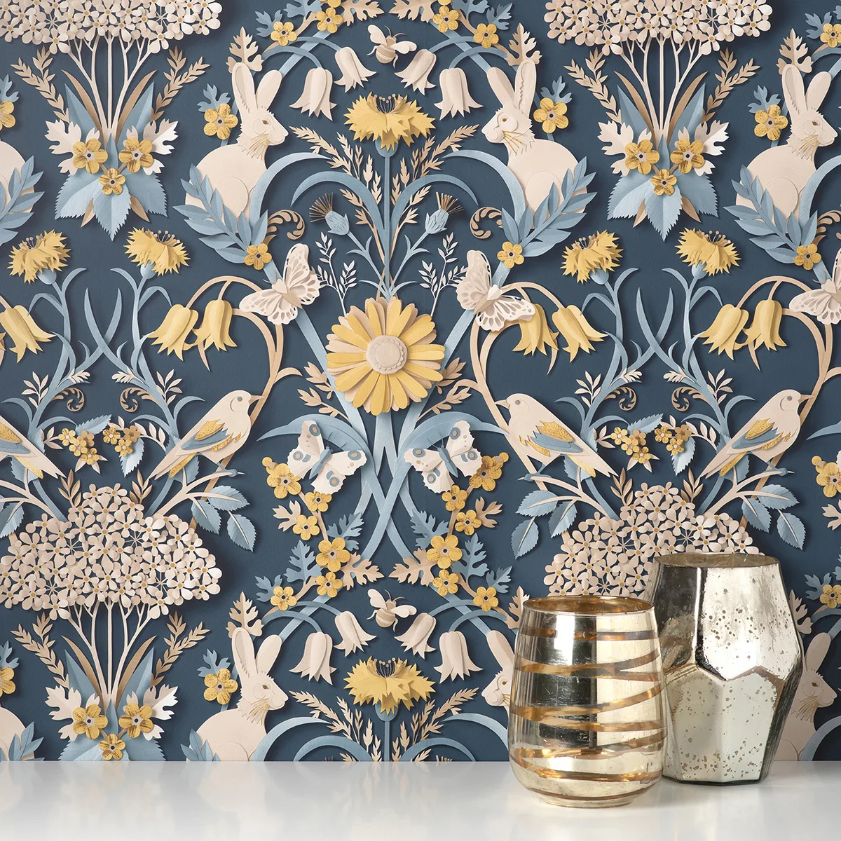 Fine Decor Fae - Navy Wallpaper | Buy Online Fine Decor Fae wallpaper, color Navy, SKU FD42950