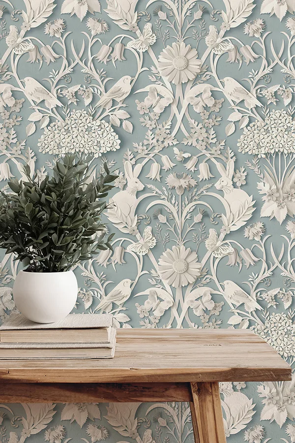 Fine Decor Fae - Sky Blue Wallpaper | Buy Online Fine Decor Fae wallpaper, color Sky Blue, SKU FD43605