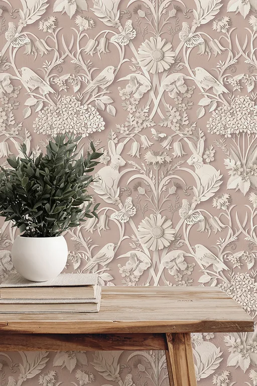 Fine Decor Fae wallpaper, color Light Pink, SKU FD43607