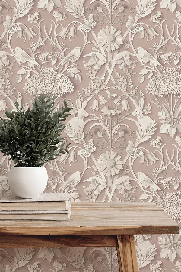 Fine Decor Fae wallpaper, color Light Pink, SKU FD43607