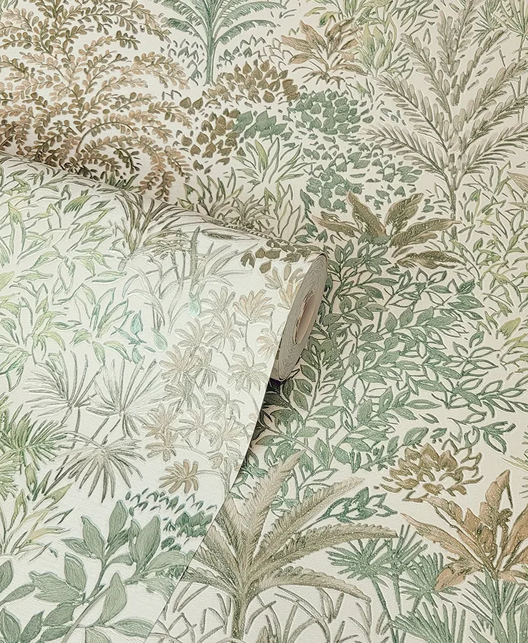 Fine Decor Meilani - Green Wallpaper | Buy Online Fine Decor Meilani wallpaper, color Green, SKU M95676