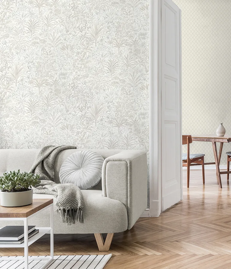 Fine Decor Meilani wallpaper, color White & Silver, SKU M95677