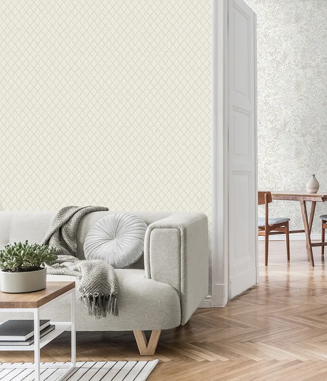 Fine Decor Santina wallpaper, color White & Silver, SKU M95680