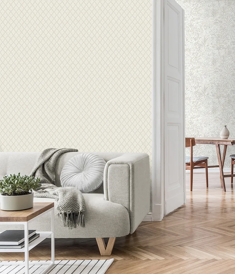 Fine Decor Santina wallpaper, color White & Silver, SKU M95680