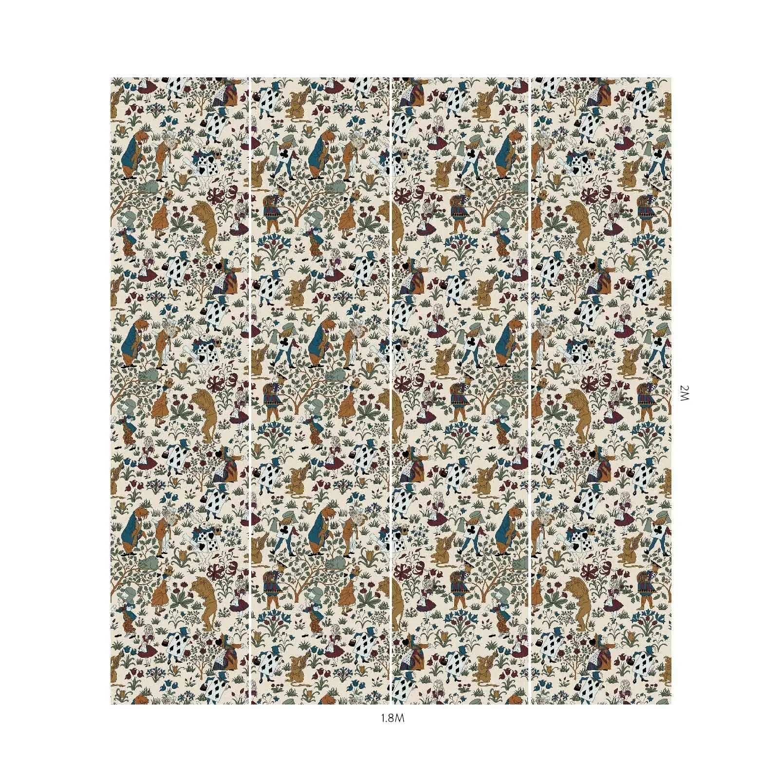 House of Hackney Alice In Wonderland wallpaper in Achillea, the Alice In Wonderland design in achillea