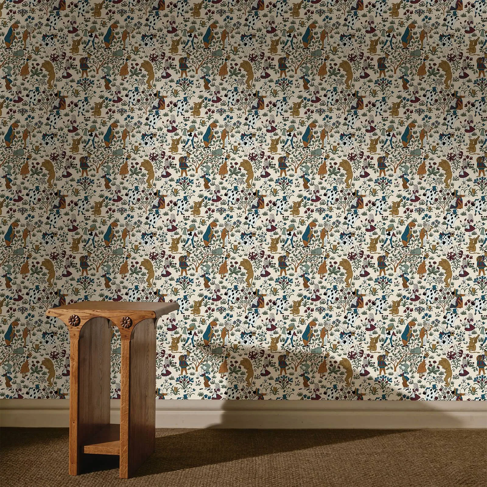 House of Hackney Alice In Wonderland wallpaper in Achillea, the Alice In Wonderland design in achillea
