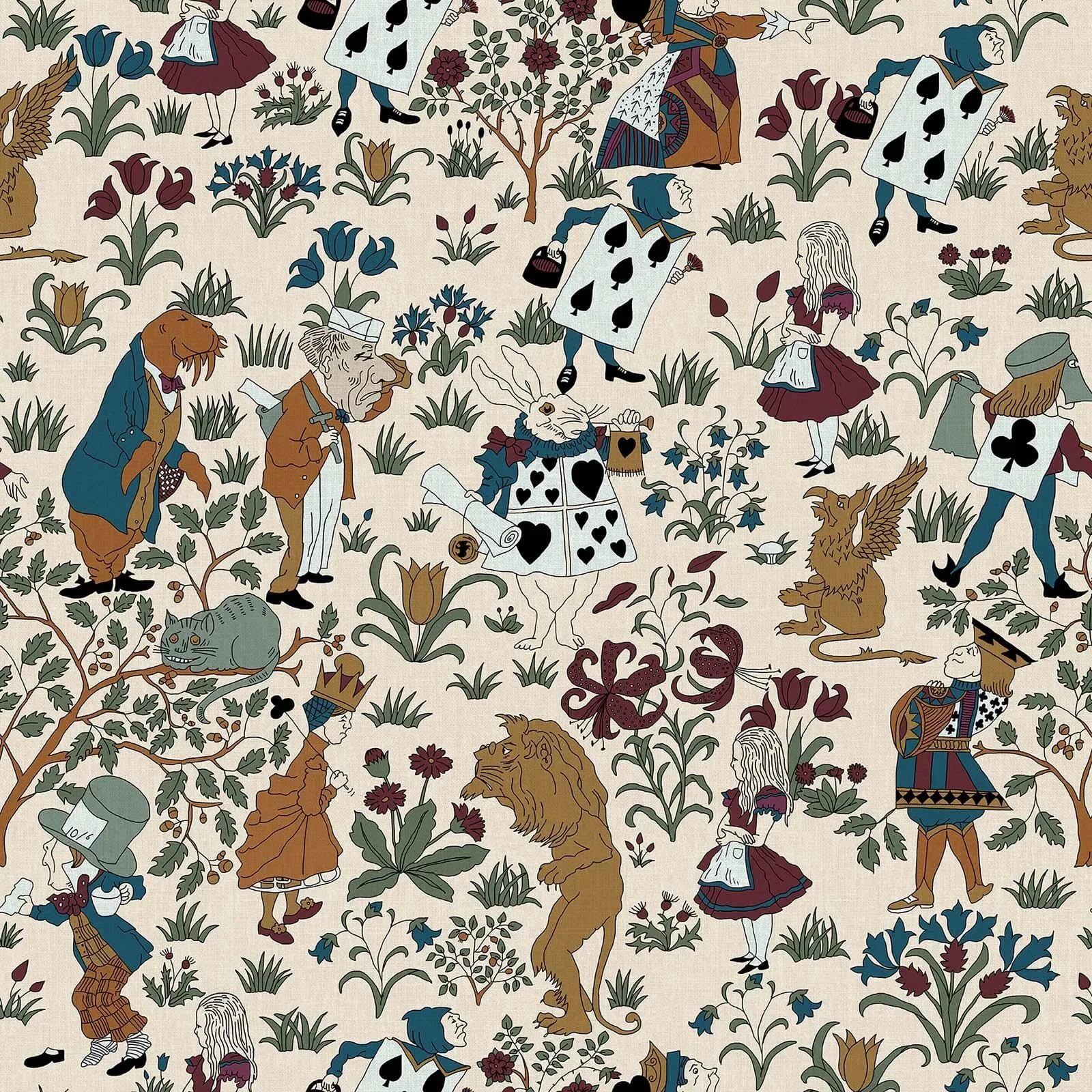 House of Hackney Alice In Wonderland wallpaper in Achillea, the Alice In Wonderland design in achillea
