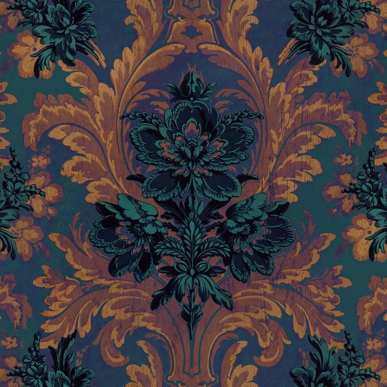 House of Hackney Amarantha wallpaper in Ink, blooms and foliage in ink