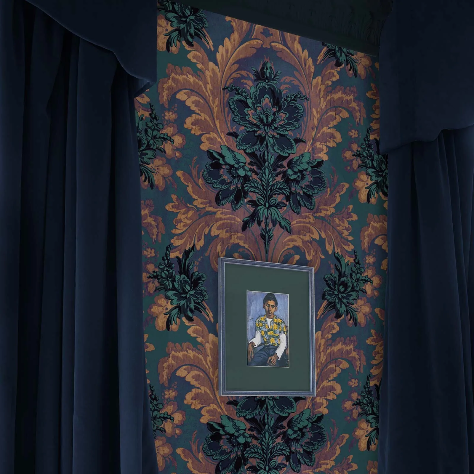 House of Hackney Amarantha Wallpaper in Ink House of Hackney Amarantha wallpaper in Ink, blooms and foliage in ink