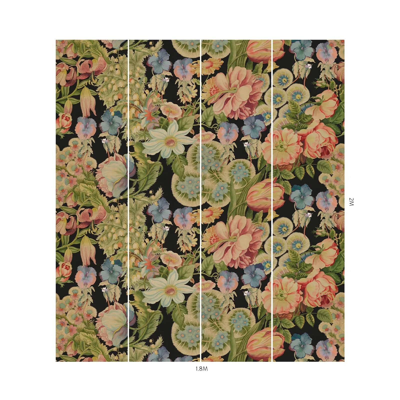 House of Hackney Amatoria Magna Wallpaper in Noir House of Hackney Amatoria Magna wallpaper in Noir, blooms and foliage in noir