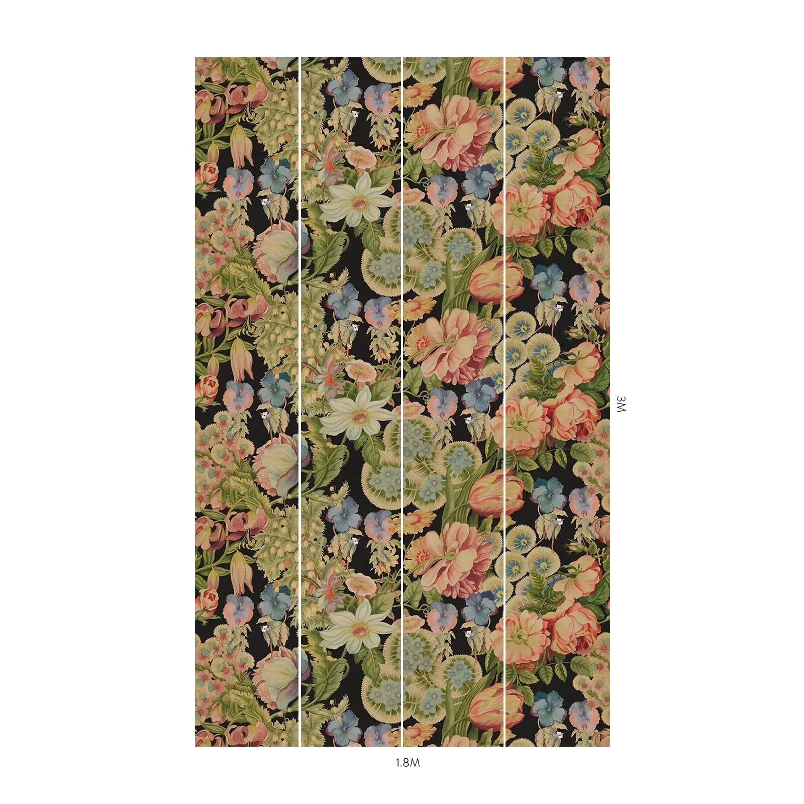 House of Hackney Amatoria Magna Wallpaper in Noir House of Hackney Amatoria Magna wallpaper in Noir, blooms and foliage in noir