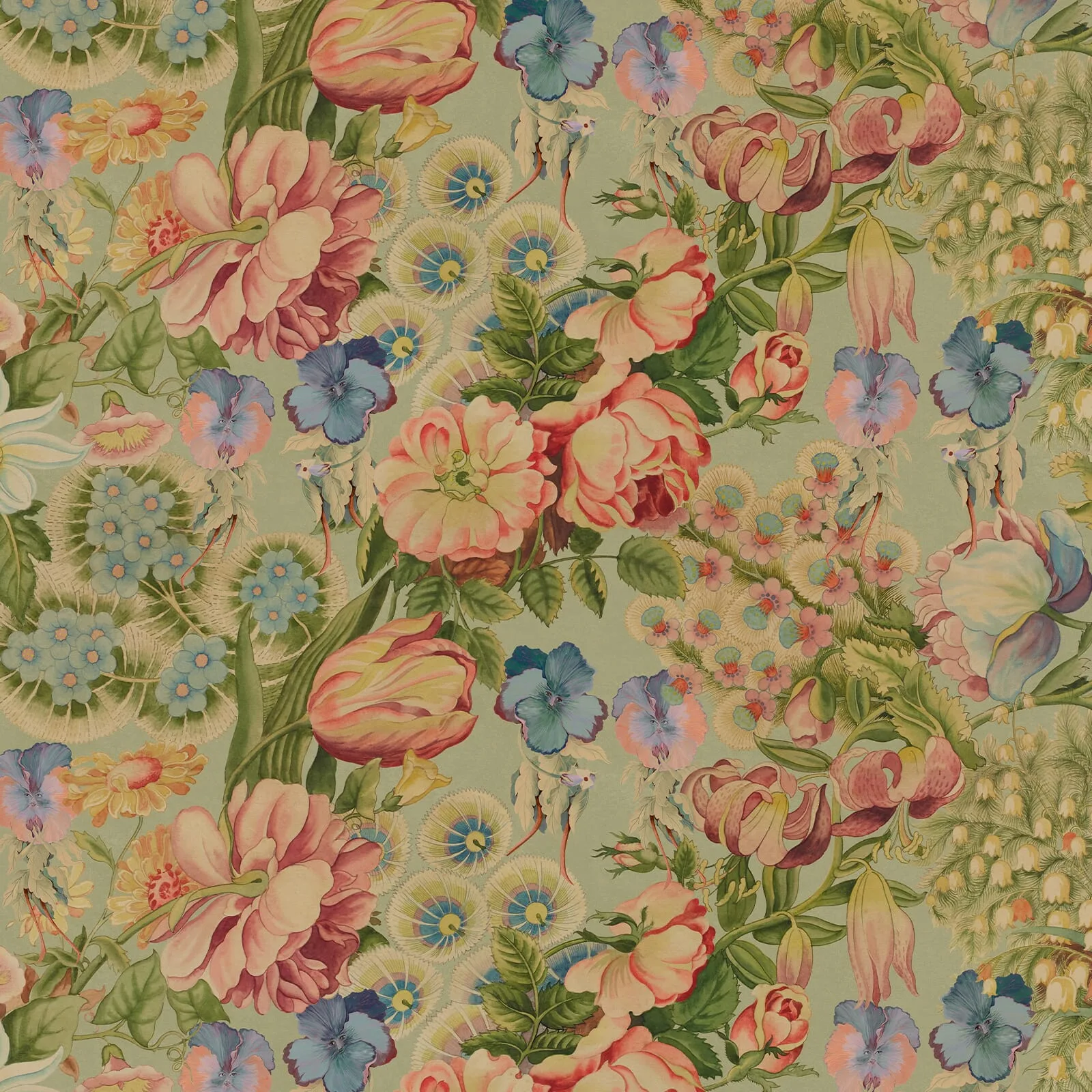 House of Hackney Amatoria wallpaper in Apple, blooms and foliage in apple