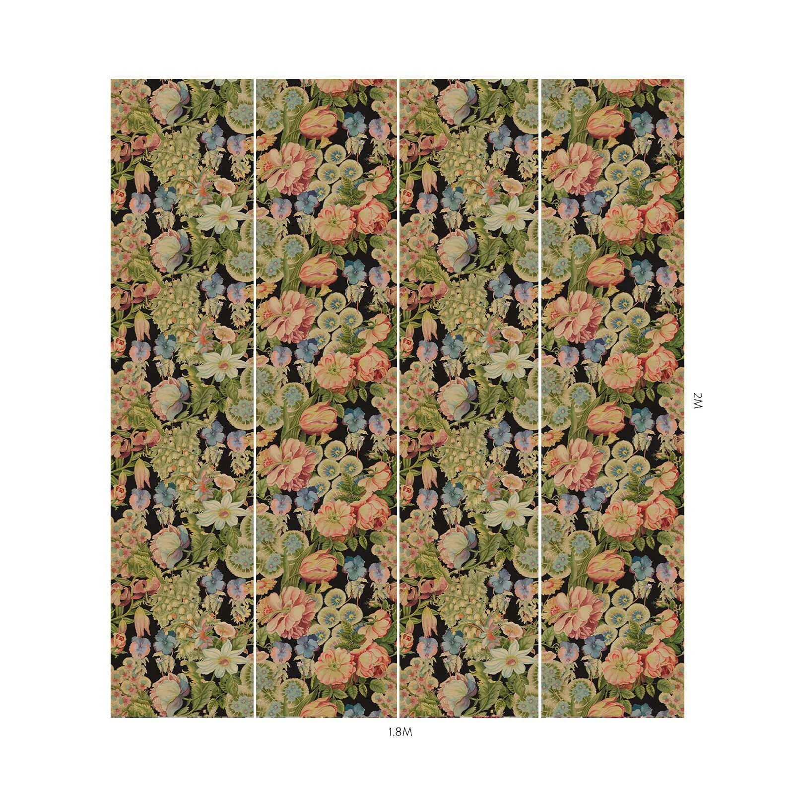 House of Hackney Amatoria wallpaper in Noir, blooms and foliage in noir