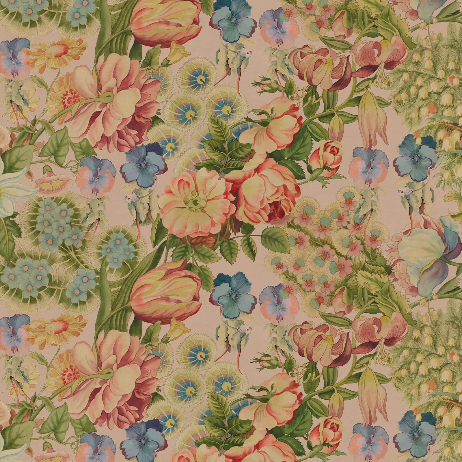 House of Hackney Amatoria wallpaper in Tourmaline, blooms and foliage in tourmaline
