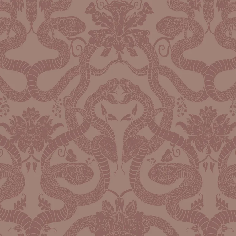 House of Hackney Anaconda wallpaper in Dusky Pink, serpents and animal markings in pink