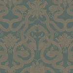 House of Hackney Anaconda Wallpaper in Eucalyptus House of Hackney Anaconda wallpaper in Eucalyptus, green serpents winding through exotic foliage with metallic bronze accents