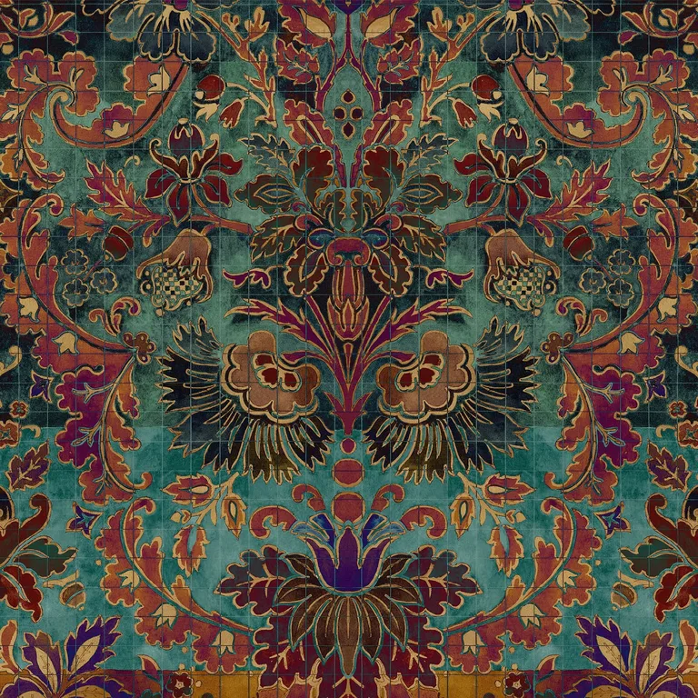 House of Hackney Andastra wallpaper in Amazonite, foliage and scenic vignettes in amazonite