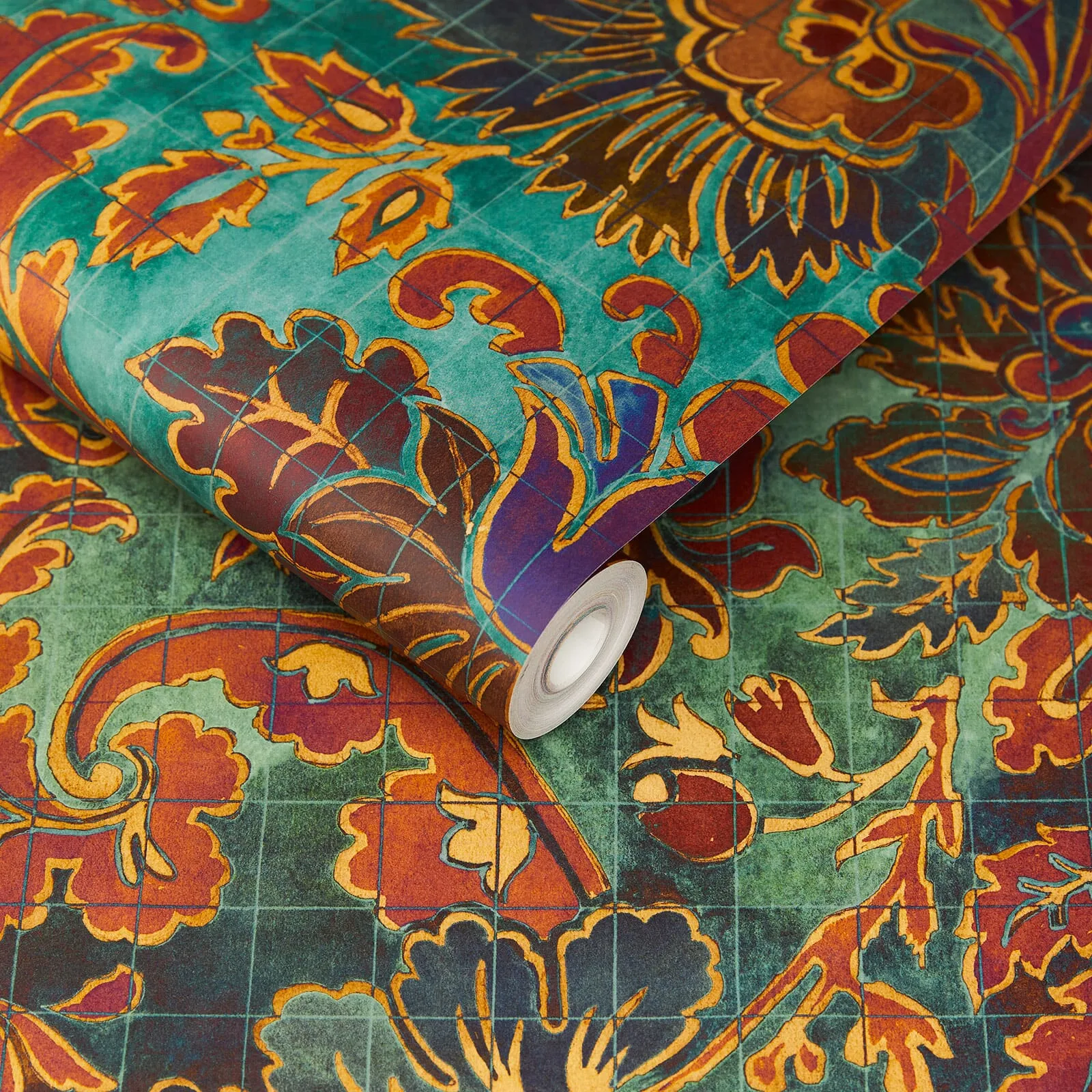 House of Hackney Andastra Wallpaper in Amazonite House of Hackney Andastra wallpaper in Amazonite, foliage and scenic vignettes in amazonite