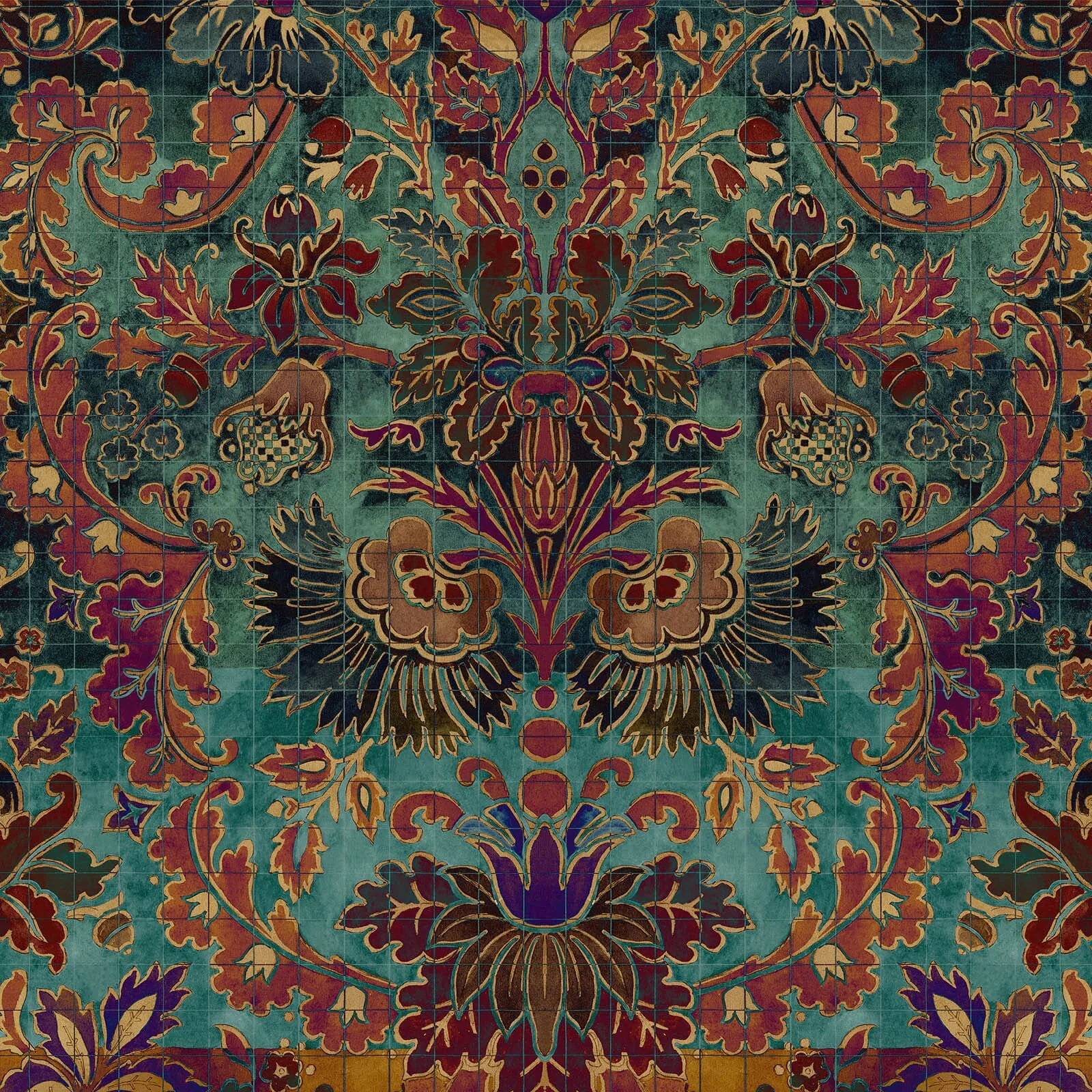 House of Hackney Andastra wallpaper in Amazonite, foliage and scenic vignettes in amazonite