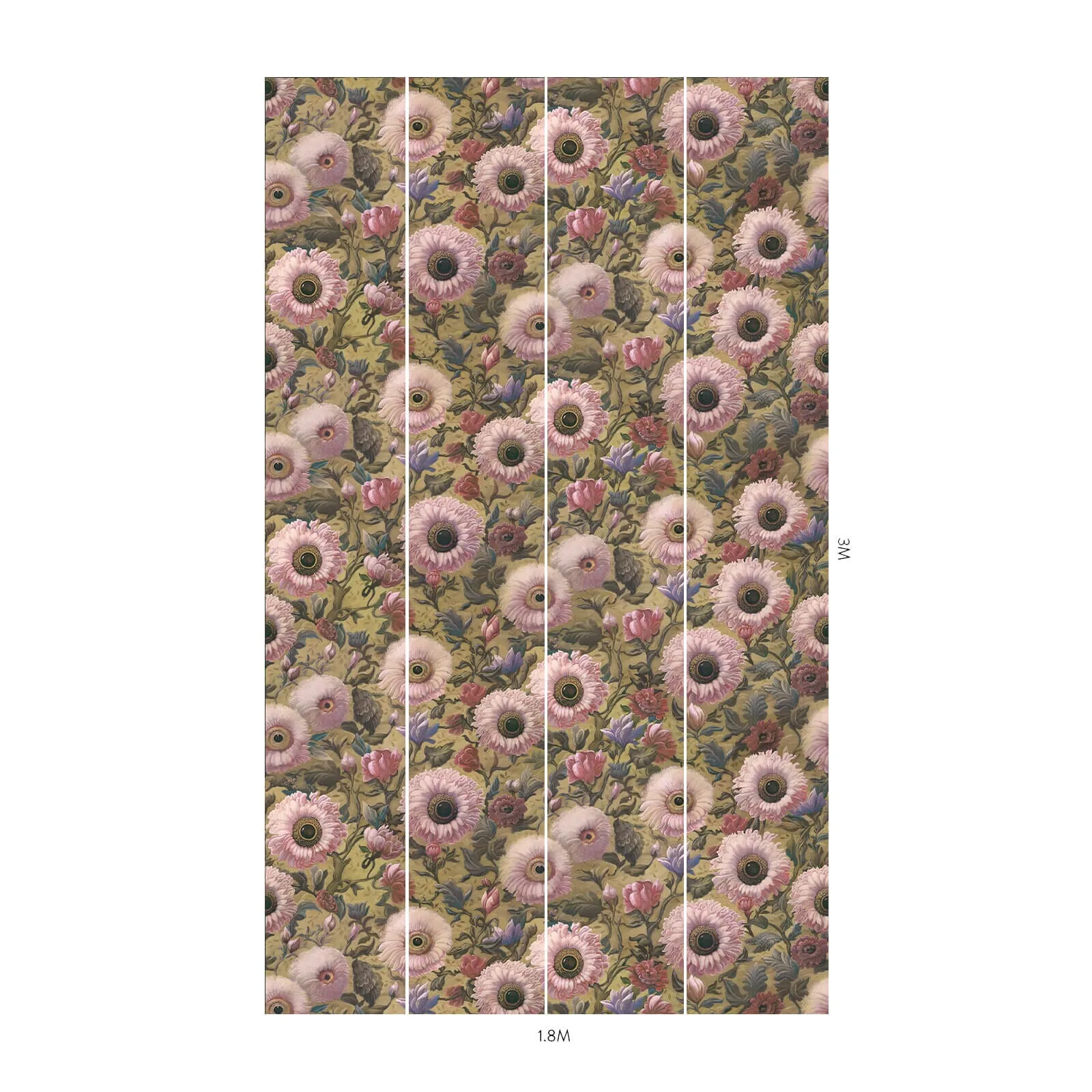 House of Hackney Apricus wallpaper in Aurelian, blooms and foliage in aurelian