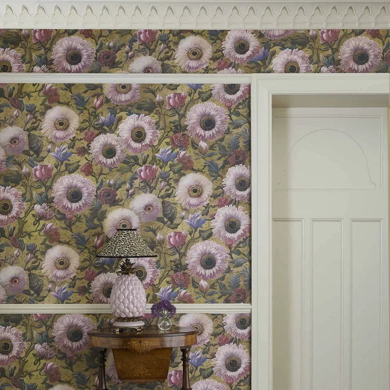 House of Hackney Apricus wallpaper in Aurelian, blooms and foliage in aurelian