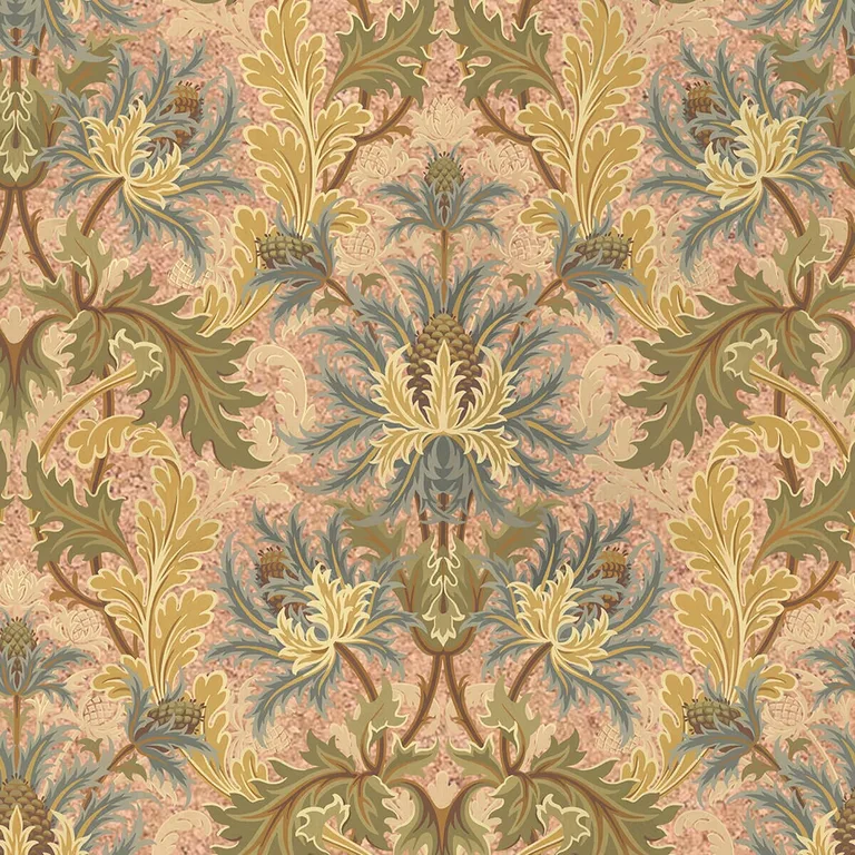 House of Hackney Aquifolia wallpaper in Dahlia, blooms and foliage in dahlia