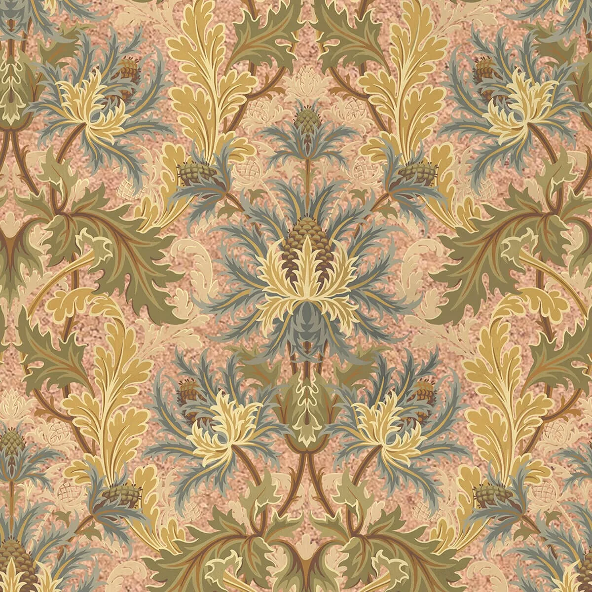 House of Hackney Aquifolia wallpaper in Dahlia, blooms and foliage in dahlia