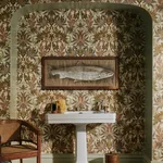 House of Hackney Aquifolia Wallpaper in Ecru House of Hackney Aquifolia wallpaper in Ecru, blooms and foliage in ecru