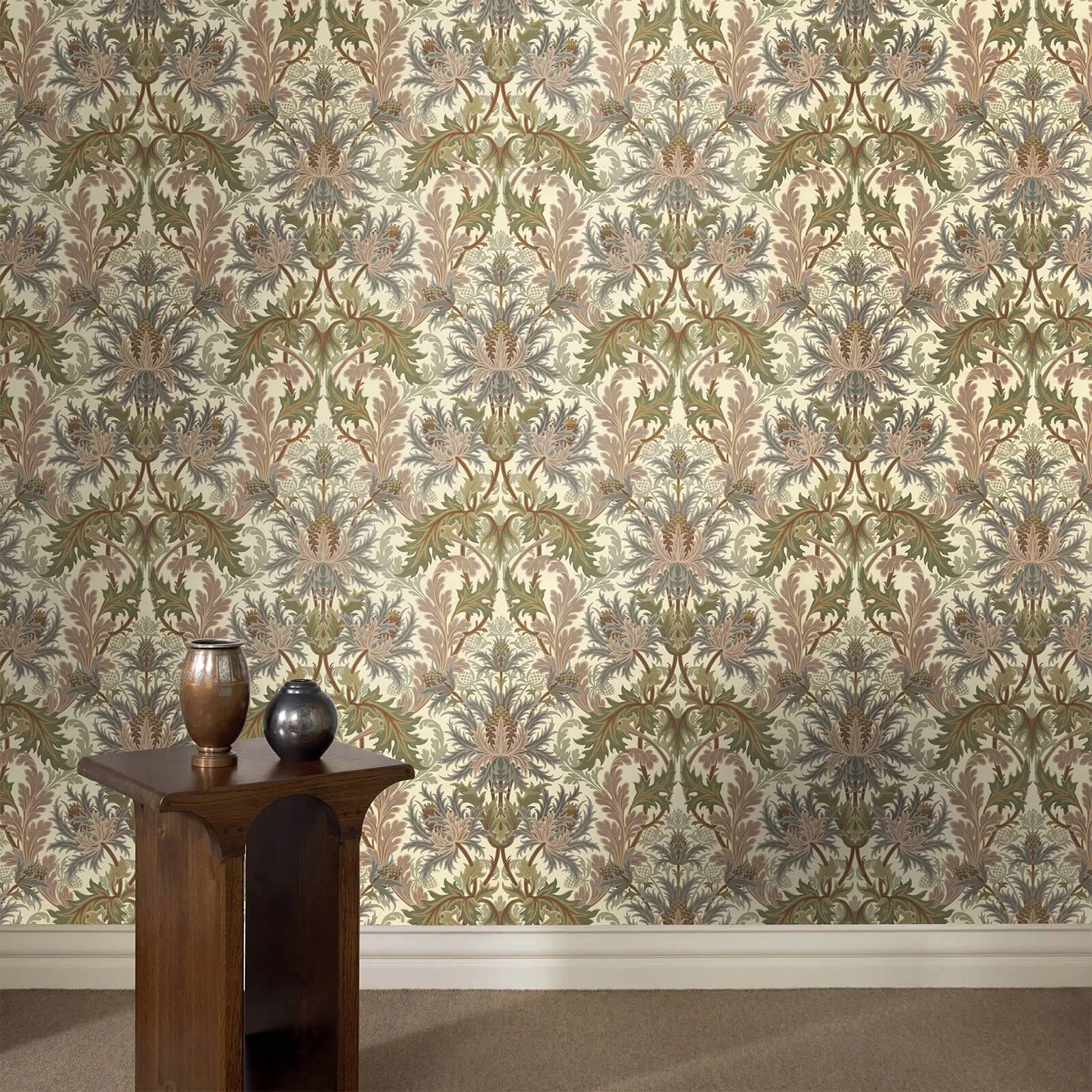 House of Hackney Aquifolia wallpaper in Ecru, blooms and foliage in ecru
