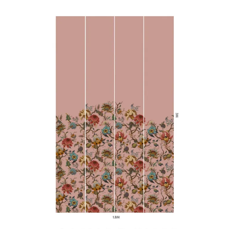 House of Hackney Artemis Climbing Walls wallpaper in Blush, blooms and foliage in blush