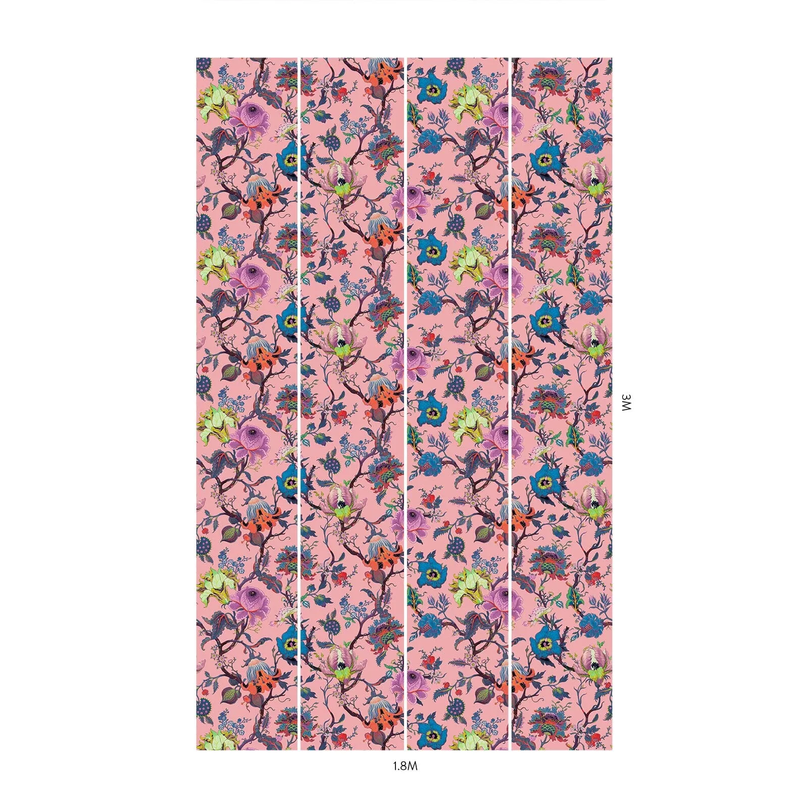 House of Hackney Artemis Wallpaper in Amaranth Pink House of Hackney Artemis wallpaper in Amaranth Pink, blooms and foliage in pink