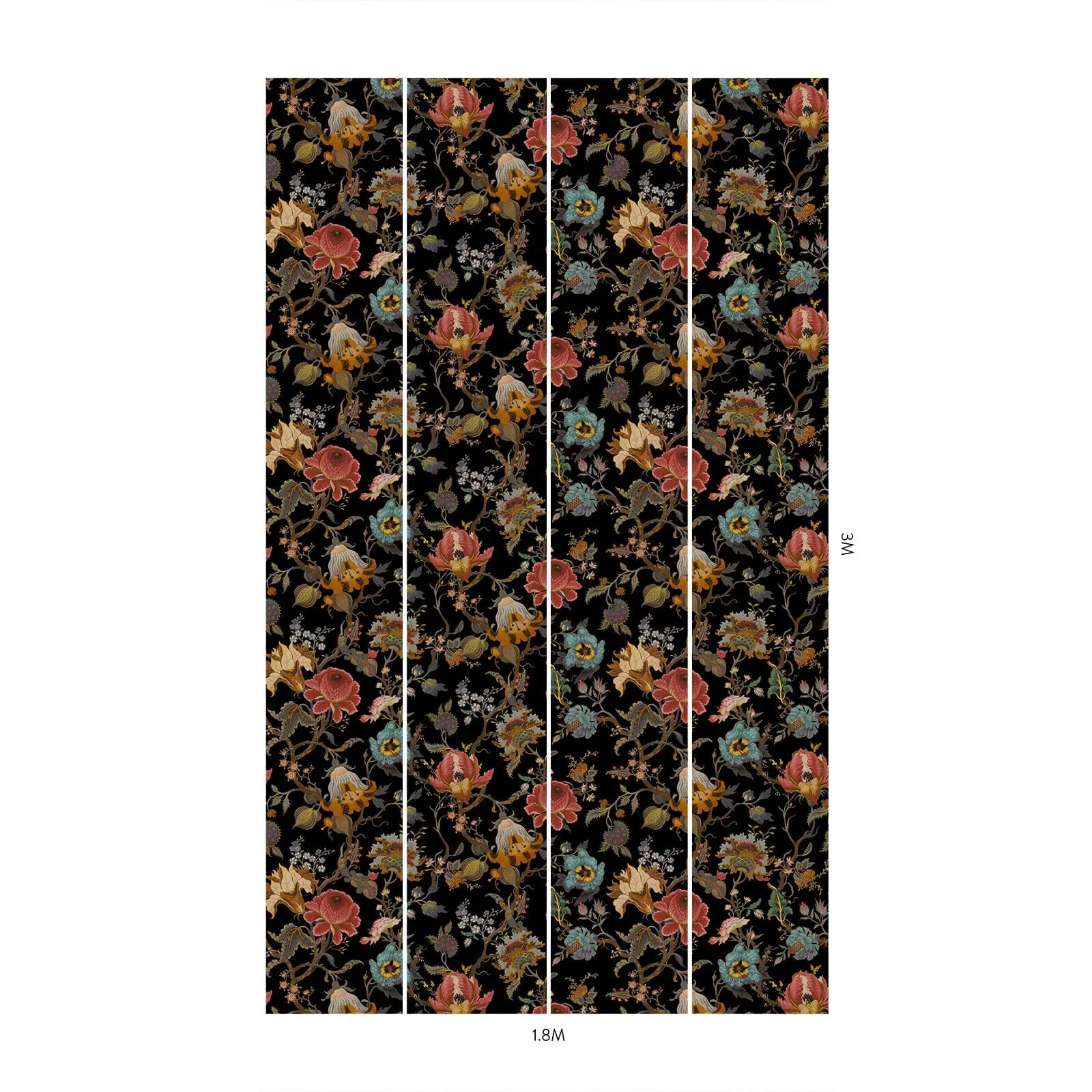 House of Hackney Artemis Climbing Walls Wallpaper in Black House of Hackney Artemis Climbing Walls wallpaper in Black, blooms and foliage in black