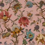 House of Hackney Artemis Climbing Walls wallpaper in Blush, blooms and foliage in blush