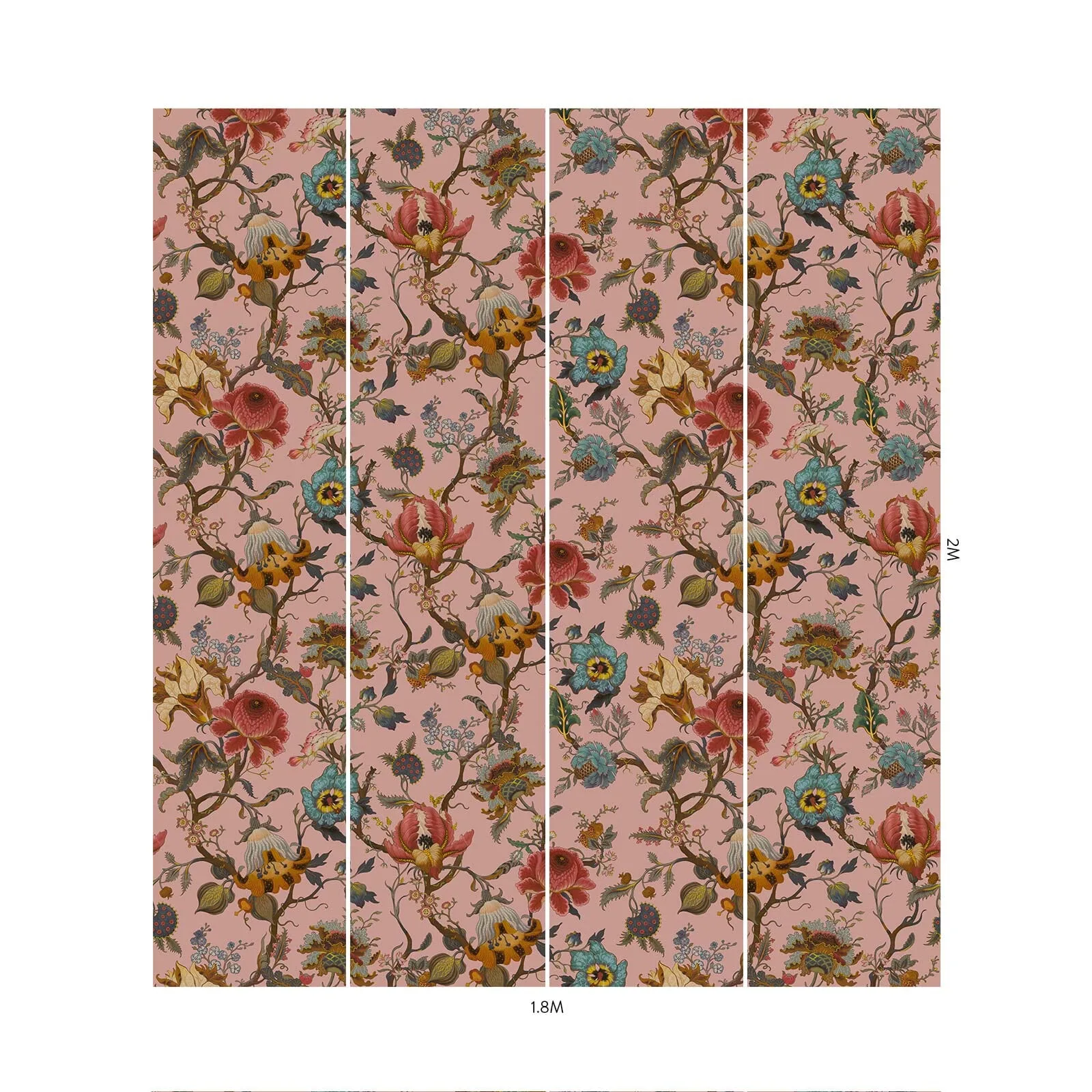 House of Hackney Artemis Climbing Walls wallpaper in Blush, blooms and foliage in blush