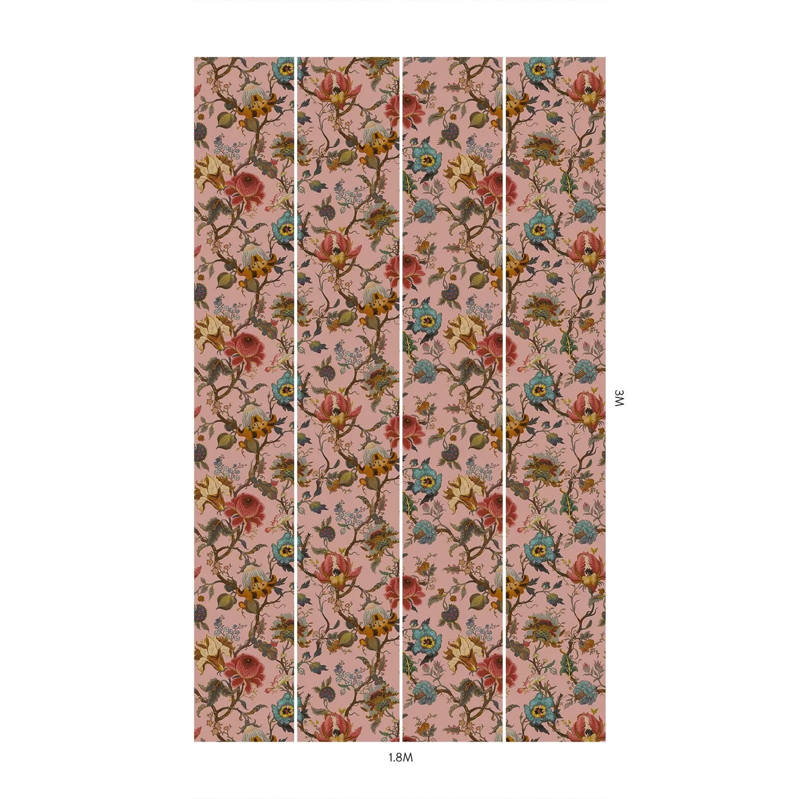 House of Hackney Artemis Climbing Walls wallpaper in Blush, blooms and foliage in blush
