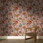 House of Hackney Artemis Climbing Walls wallpaper in Blush, blooms and foliage in blush