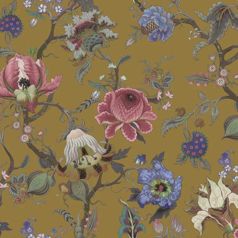 House of Hackney Artemis wallpaper in Bronze, blooms and foliage in bronze