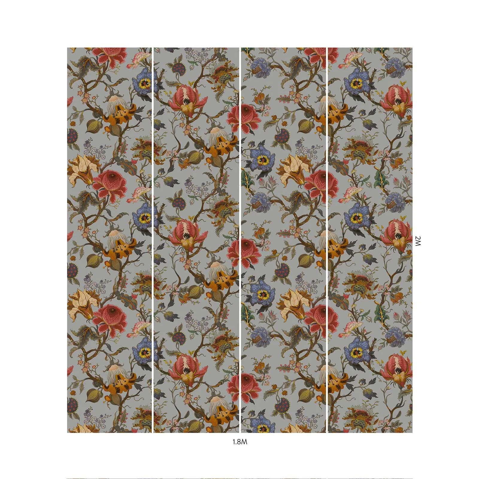 House of Hackney Artemis wallpaper in Dove Grey, blooms and foliage in grey