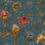 House of Hackney Artemis wallpaper in Petrol, blooms and foliage in petrol