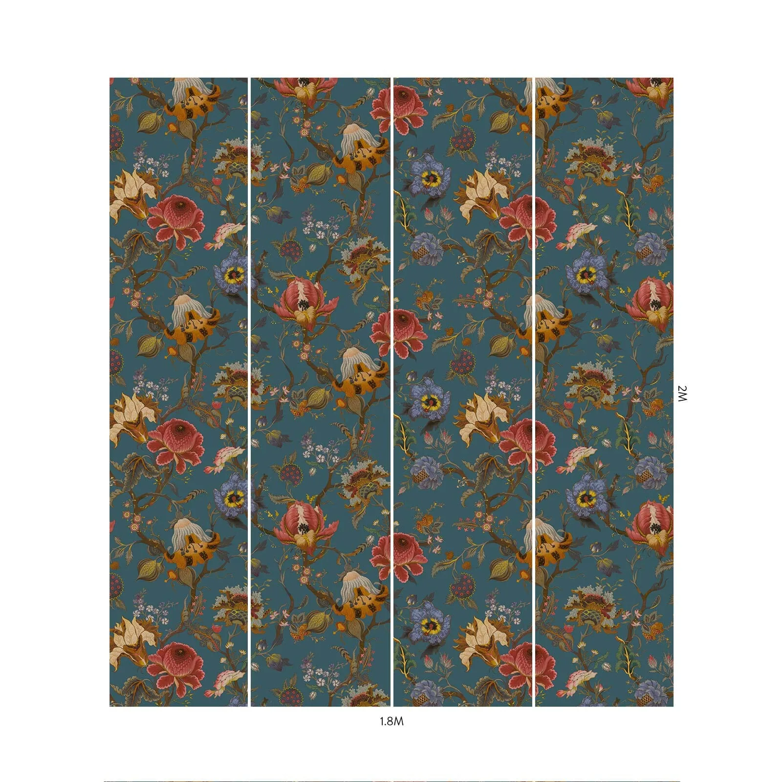 House of Hackney Artemis wallpaper in Petrol, blooms and foliage in petrol