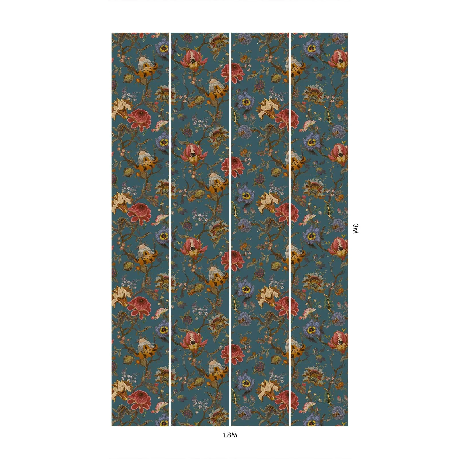 House of Hackney Artemis wallpaper in Petrol, blooms and foliage in petrol