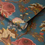House of Hackney Artemis wallpaper in Petrol, blooms and foliage in petrol