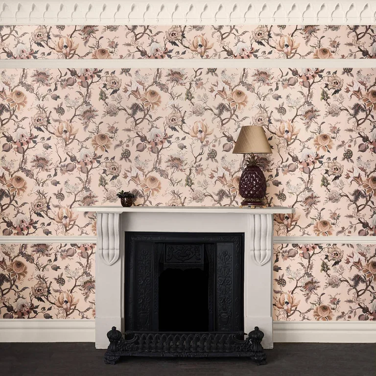 House of Hackney Artemis wallpaper in Plaster, blooms and foliage in plaster
